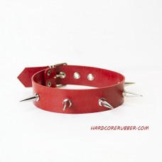 Red heavy rubber choker with spikes model.14