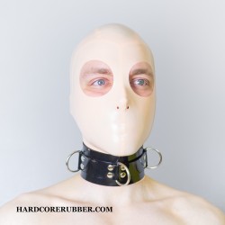 Wide rubber bondage collar with three D-rings model.23