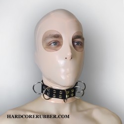 Bondage heavy rubber choker with five D-rings model.27